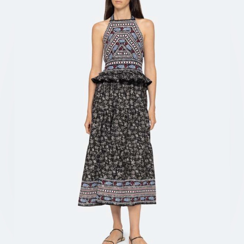 SEA New York  sea EVERLY EMBROIDERY HALTER NECK DRESS midi dress NWT